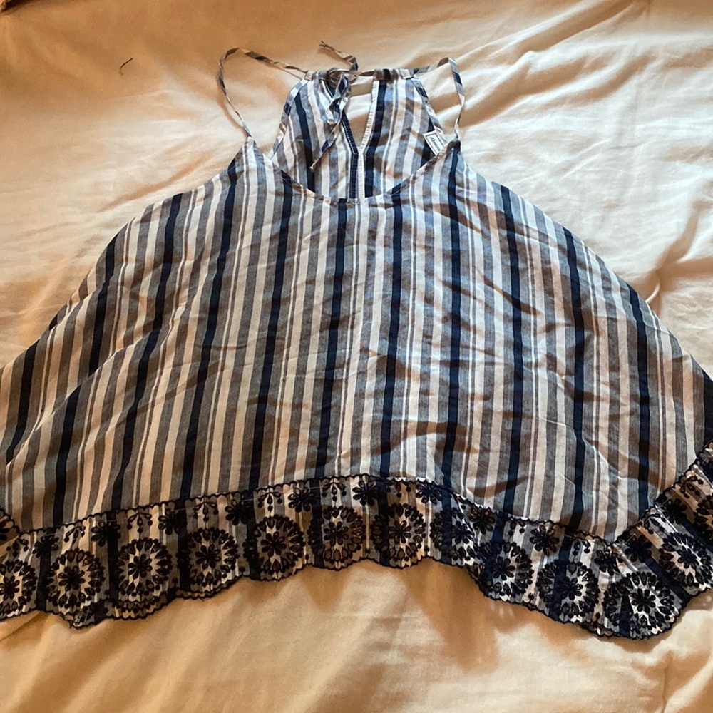 Abercrombie striped lace tank